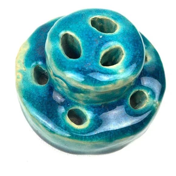 Vintage Flower Frogs Set Of 3 Clear, Carnival Glass, Ceramic - Picture 5 of 16